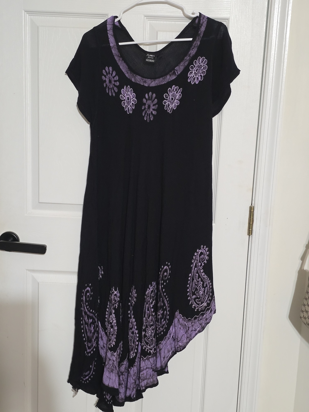 Fashion Force Plus Size Black & Purple Boho Handkerchief Hem Dress